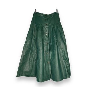 Vintage Genuine Leather Skirt Toffs Forest Green Drop Waist Size 6